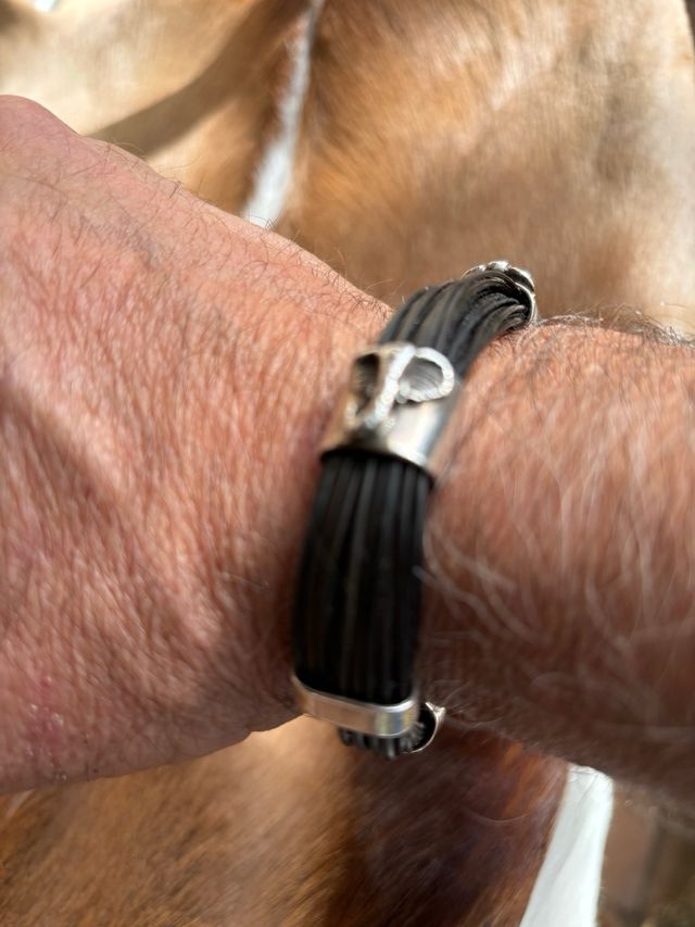 Pulsera Pelo Negro Plata.Espectacular!!.