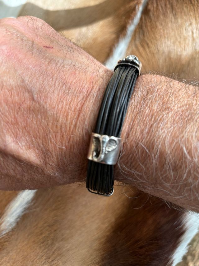 Pulsera Pelo Negro Plata.Espectacular!!.