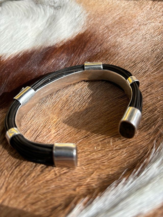 Pulsera Pelo Negro Plata.Espectacular!!.
