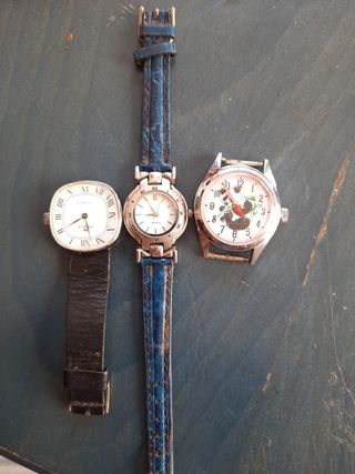 3 relojes mujer vintage antegua 2  cuerda 1 pila
