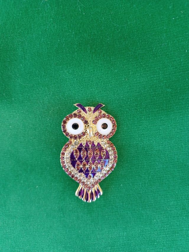 Spilla Gufo viola e oro