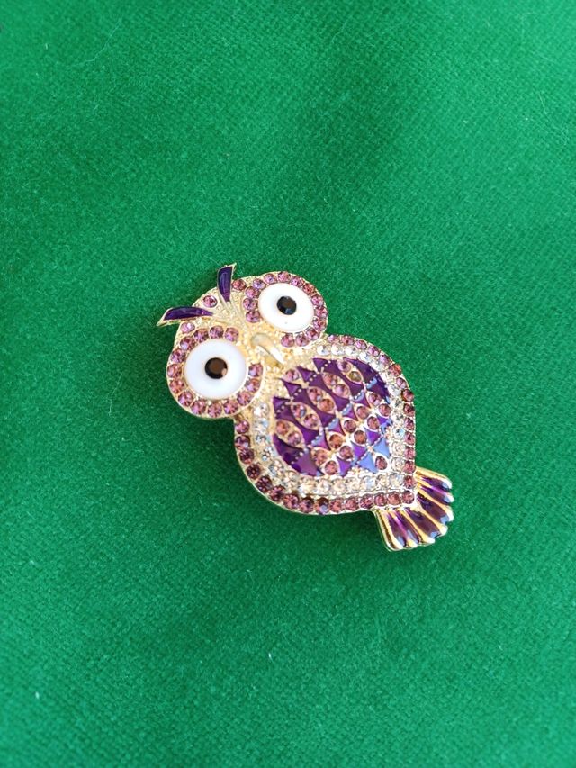 Spilla Gufo viola e oro