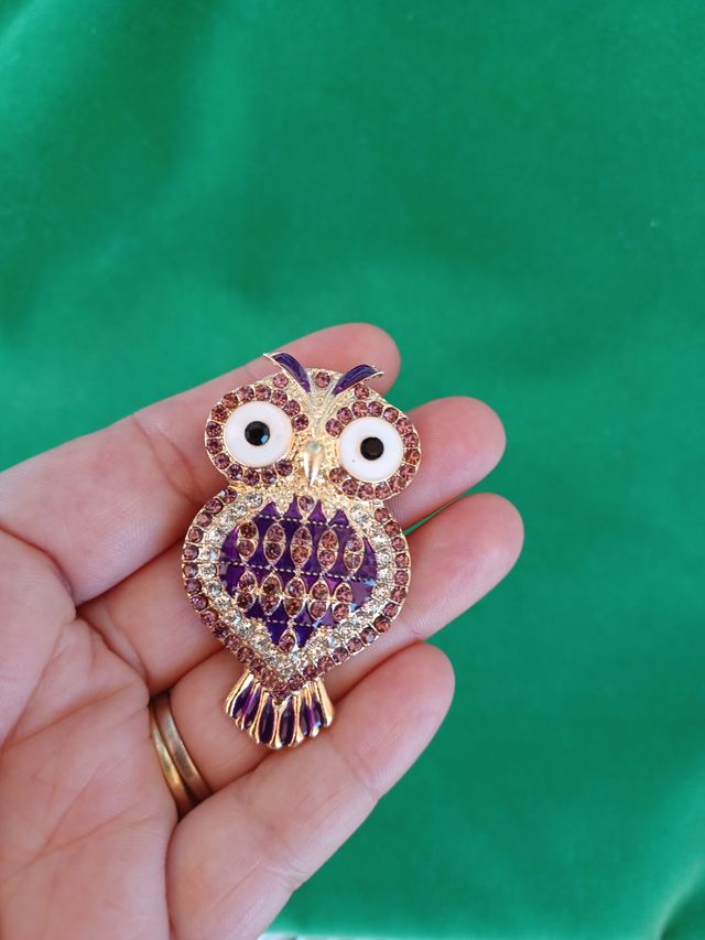 Spilla Gufo viola e oro