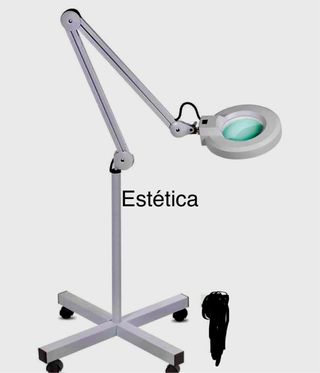Lampara lupa estetica - blanca y plateada