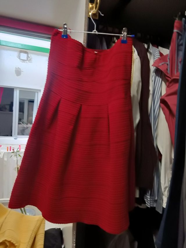 Vestido rojo verano palabra de honor.