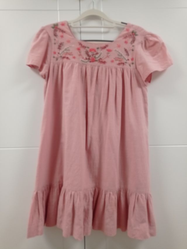 Vestido niña rosa - lino