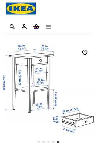 Mesita noche Hemnes Ikea negra