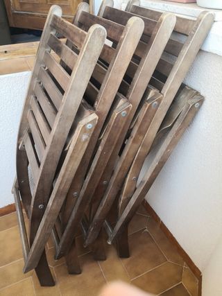 4 Sillas Plegables Madera Marrón