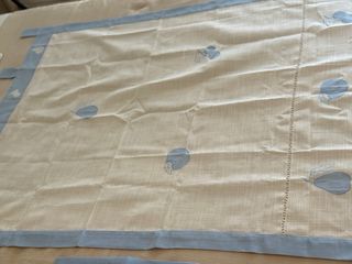 Cortina lino Cocina - Beige y Azul