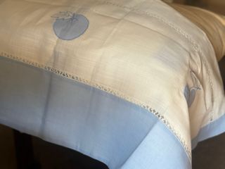 Cortina lino Cocina - Beige y Azul