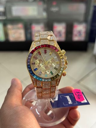 Reloj Dorado con Cristales Multicolor