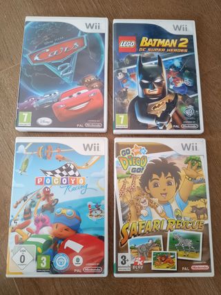 4 juegos Wii para niños (Cars, Lego, DC, Pocoyó)