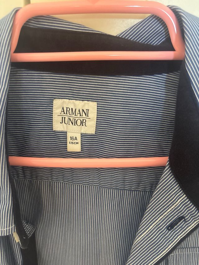 Camisa Armani Junior azul rayas - L