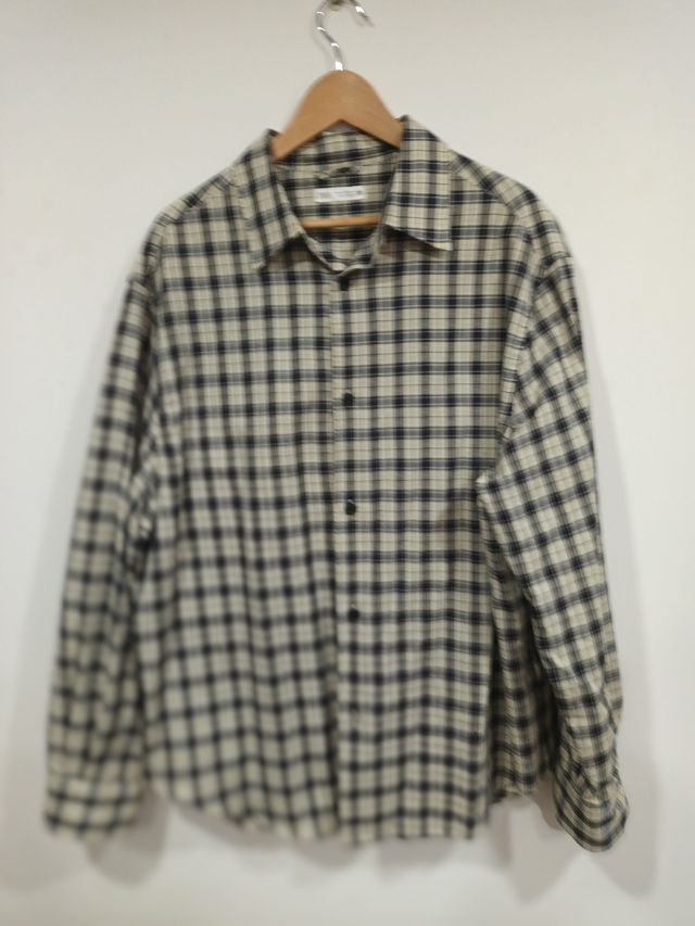 Camisa cuadros beige-negro