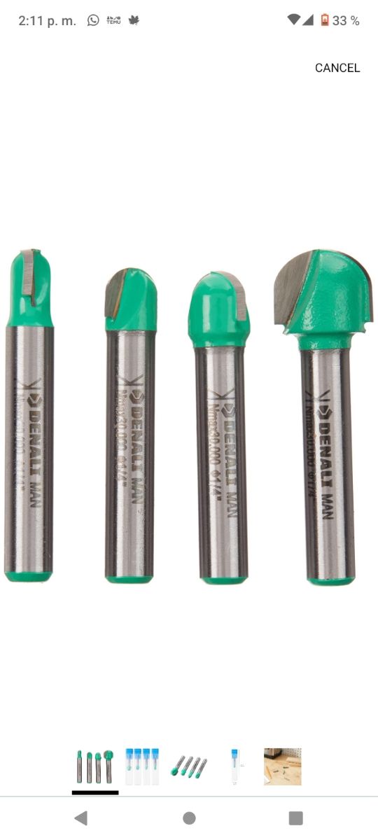 Juego fresas avelladoras Denali para madera