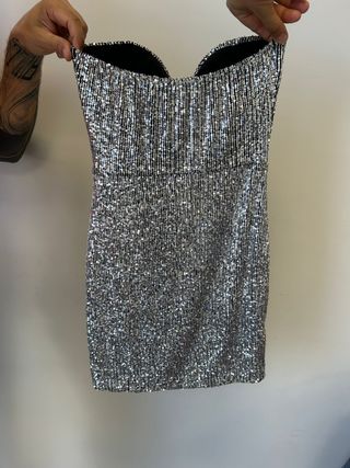 Miniabito argento, Vicbee, paillettes