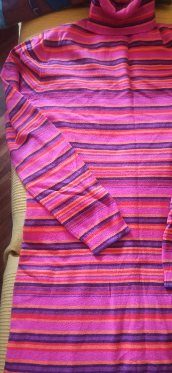 Vestido rayas largo rosa-naranja