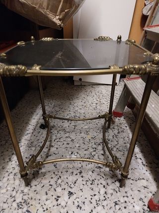 Mesa centro bronce & cristal