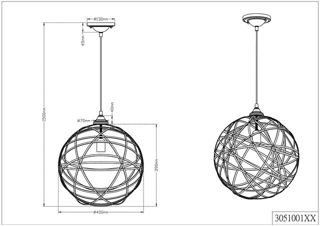 Lámpara de techo Trio Jacob 40cm esfera metal