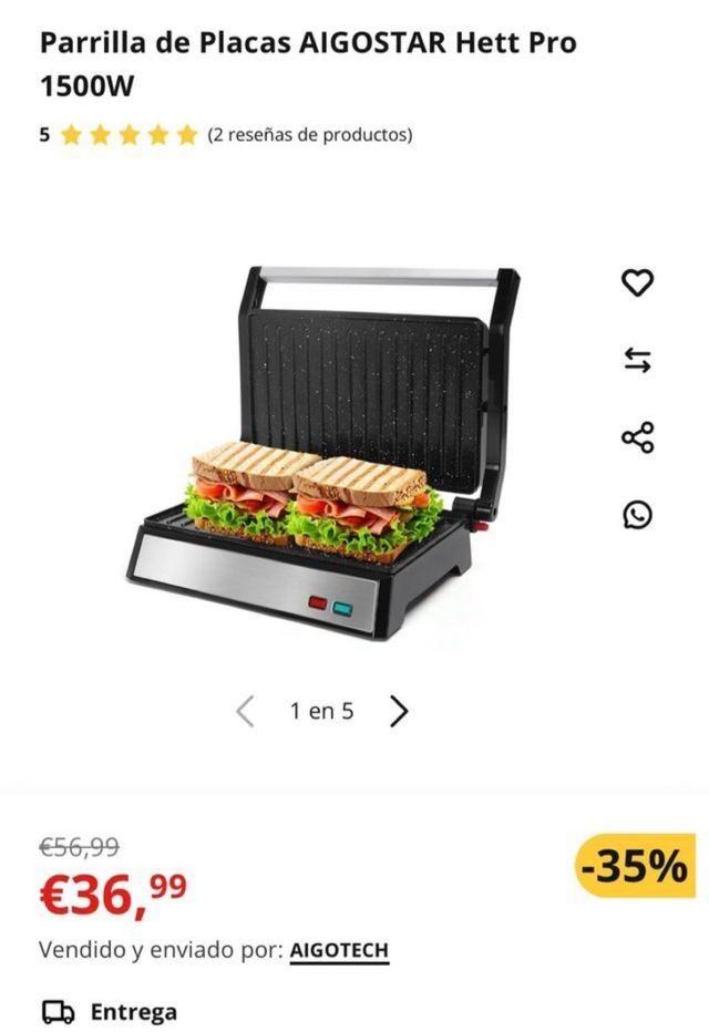 Sandwichera Aigostar - Eléctrica