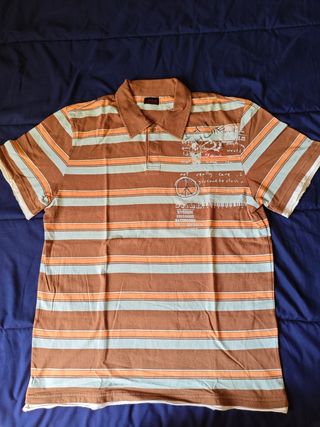 Polo Zara rayas marrón-azul