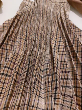 Gonna plissettata tg S top blu e marrone