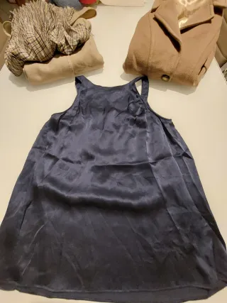 Gonna plissettata tg S top blu e marrone