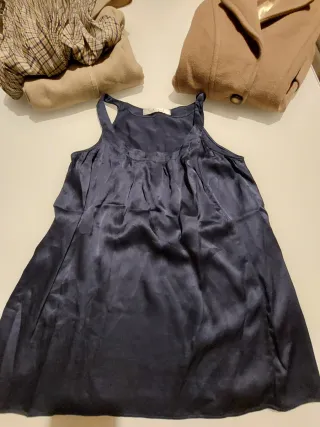 Gonna plissettata tg S top blu e marrone