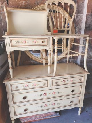 Conjunto dormitorio vintage pintado a mano