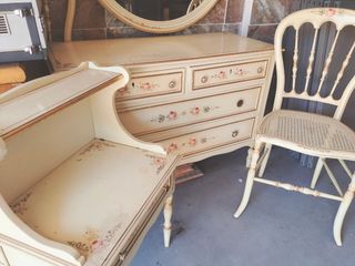 Conjunto dormitorio vintage pintado a mano