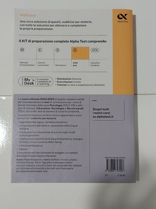 Libro Alpha Test Psicologia TOLC-PSI 4100 Quiz