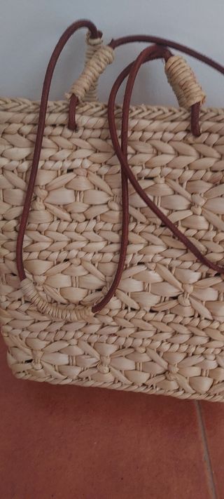 Bolso mimbre Zara - Beige/Marrón