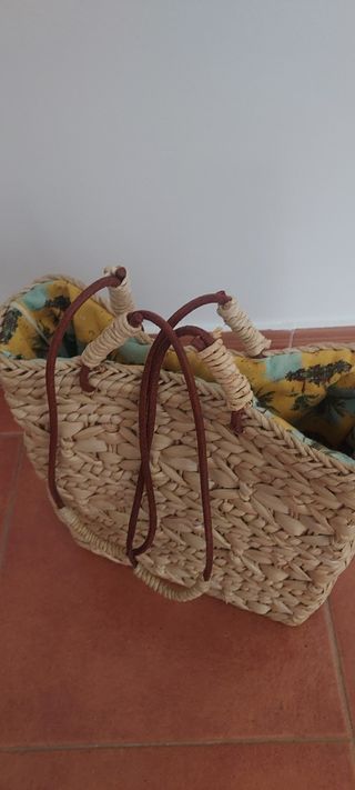 Bolso mimbre Zara - Beige/Marrón
