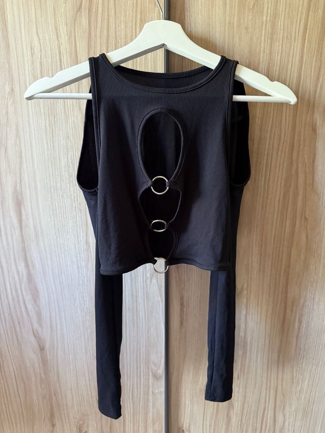 Top negro Shein manga larga