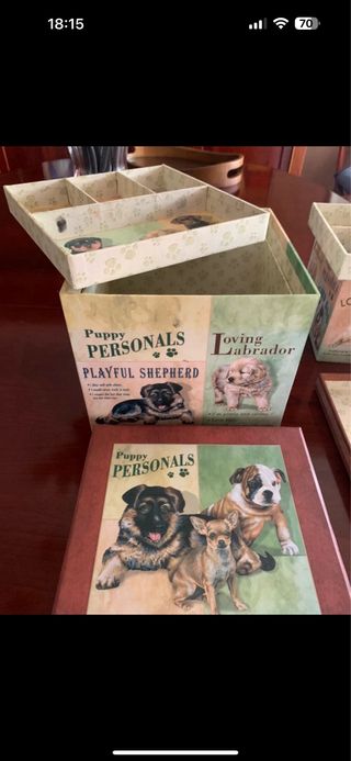 Cajas organizadoras perros vintage
