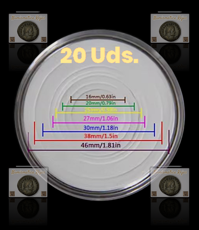 Lote 20 Cápsulas (Ø46mm) con goma EVA para Monedas