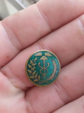 Insignia de médico antigua, esmaltada.