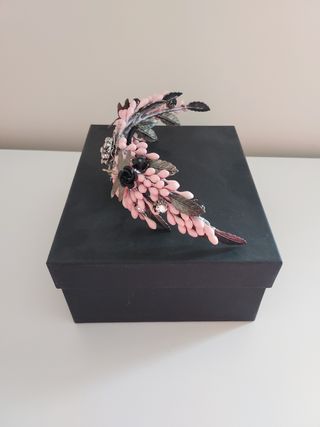 Diadema Flores Rosa & Negro Rosa Clará