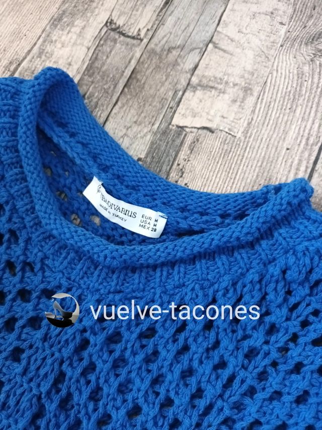 Top calado punto azul ♡ Stradivarius * talla M