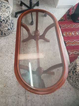Mesa centro ovalada madera-vidrio