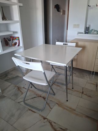 Mesa comedor blanca plegable