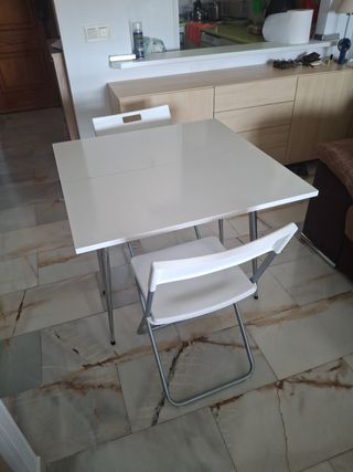 Mesa comedor blanca plegable