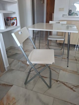 Mesa comedor blanca plegable