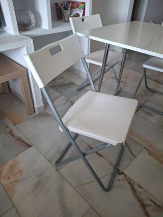 Mesa comedor blanca plegable