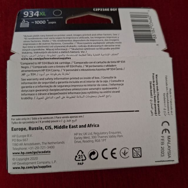 HP 934XL Cartucho tinta negra para impresora.