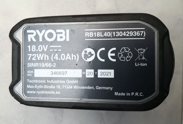 Batería Ryobi 18V 4.0Ah