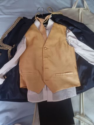 Traje comunión niño Tizzas azul-dorado