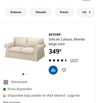 Sofá Ikea Ektorp rojo - 2 plazas