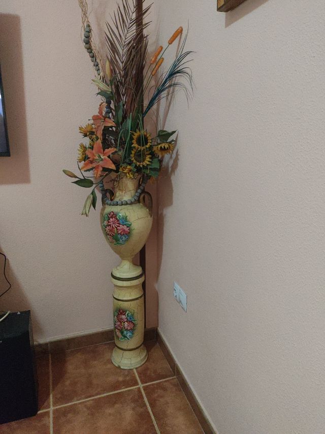 Jarrón columna vintage pintado a mano