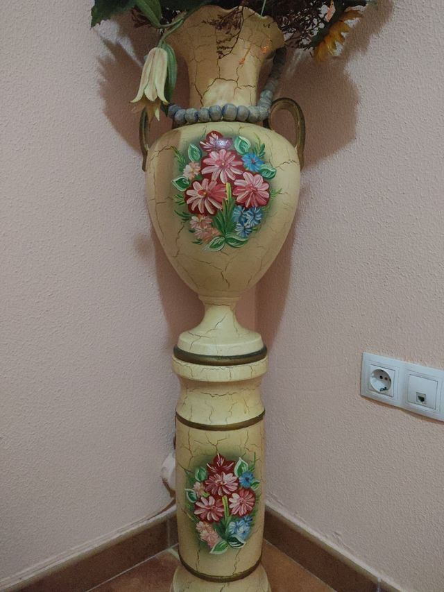 Jarrón columna vintage pintado a mano